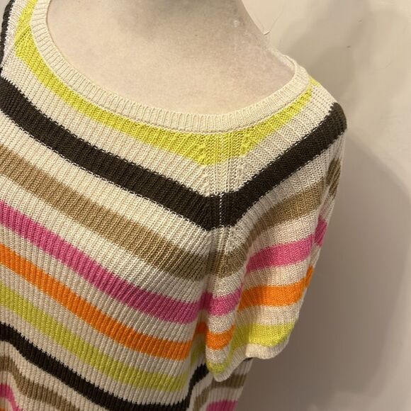 Loft short sleeve multi colored striped sweater Size XLP EUC - Picture 3 of 7